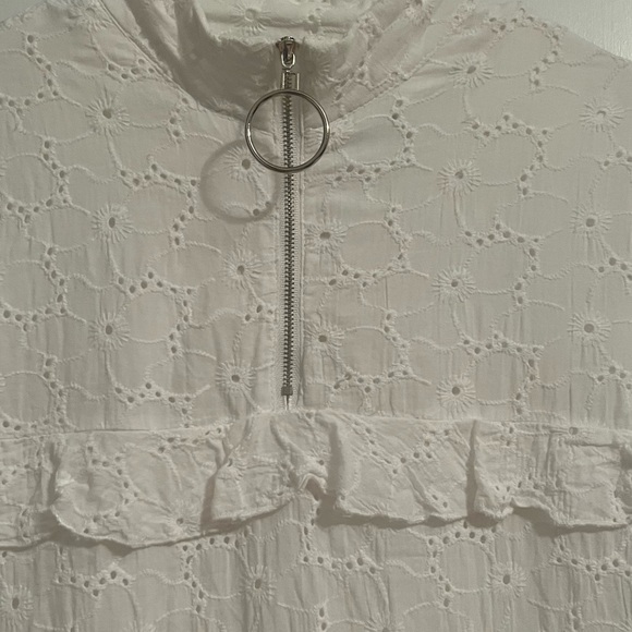 Daisy Street Women’s Eyelet Short Sleeve Ruffle Tunic Baby Doll White sz8 - Picture 7 of 14
